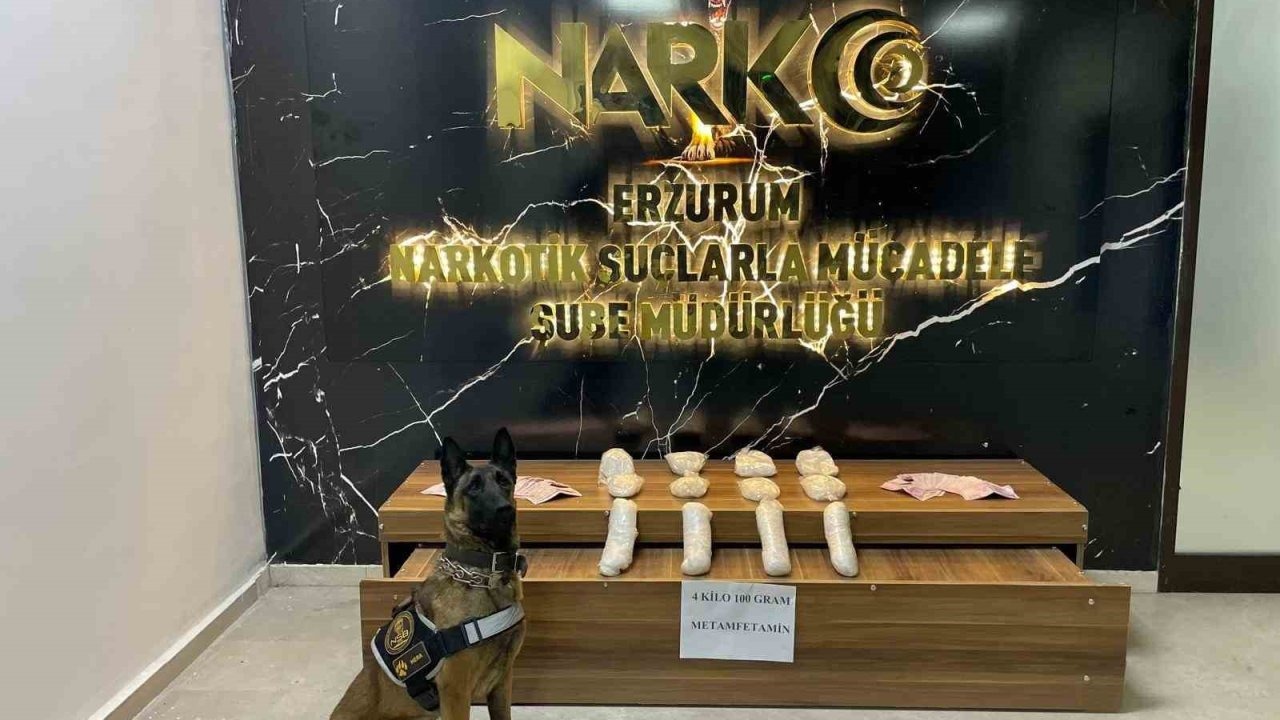 Erzurum’da 4 kilo 100 gram uyuşturucu ele geçirildi