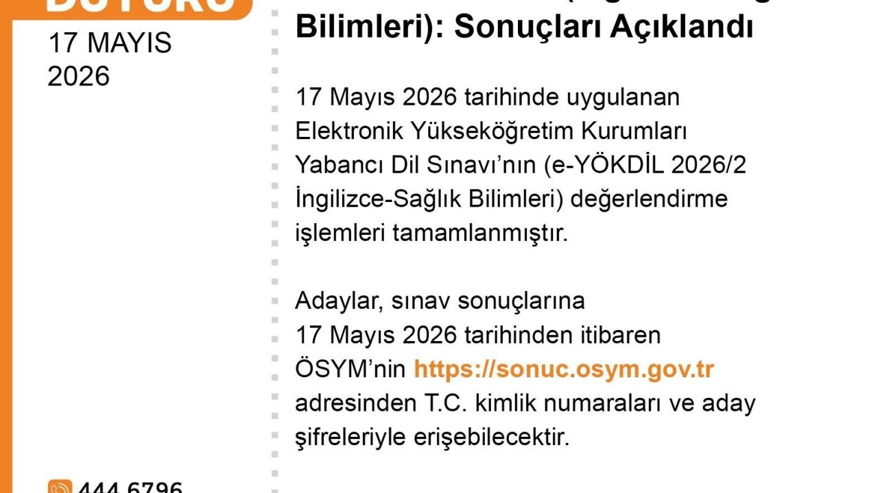 e-YÖKDİL 2026/2 sonuçları açıklandı