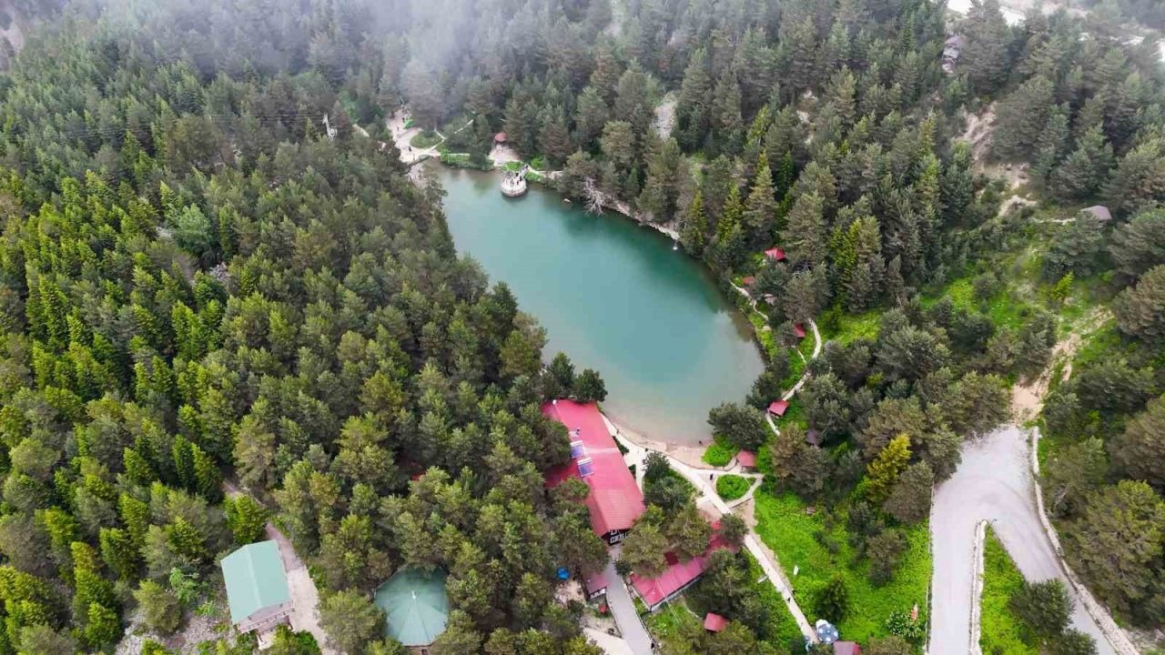 Limni Gölü Tabiat Parkı yaz ortasında ziyaretçilerini sis ve serin havayla karşılıyor
